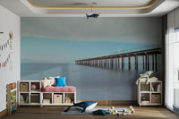 A peaceful coastal dock wall mural for your decor.

