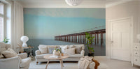 A calming nautical design wallpaper mural that defines a space.


