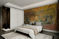 A graceful forest landscape wall mural in warm tones.

