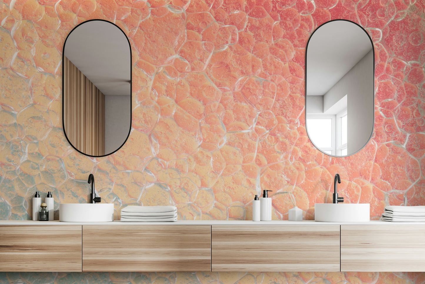 An artistic abstract geometry mural for home decor.

