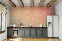 An artistic cosmic pattern mural on minimalist wallpaper.

