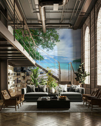 A classic tropical wallpaper for walls with palm trees.

