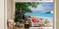 A beautiful St Vincent beach wallpaper mural with turquoise water.

