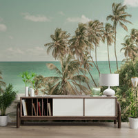 An artistic ocean escape mural for home decor.

