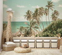 A peaceful oceanfront wallpaper mural for a feature wall.

