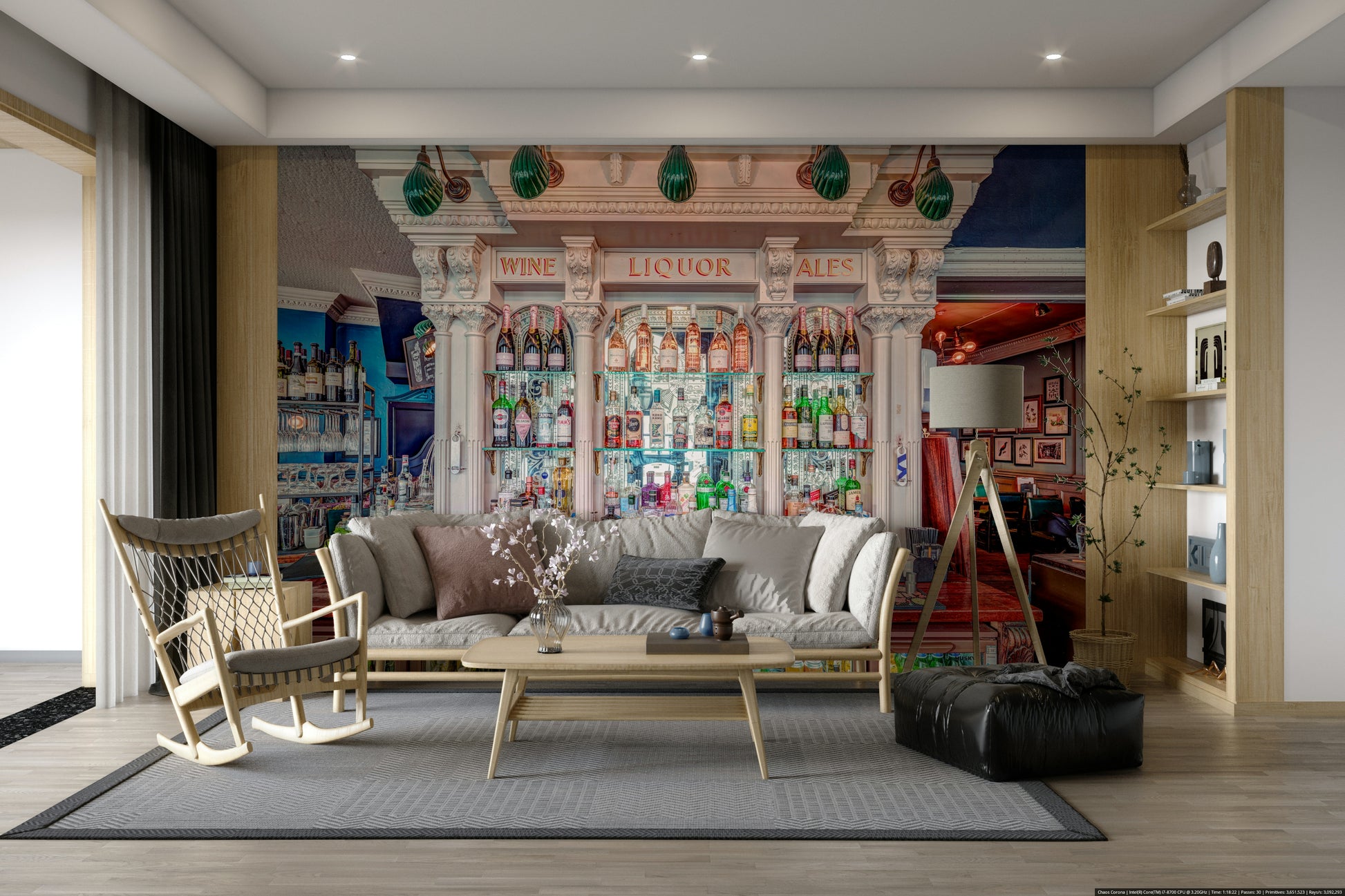 A graceful art deco bar wall mural for walls.

