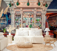 A modern liquor display wallpaper mural that defines a space.

