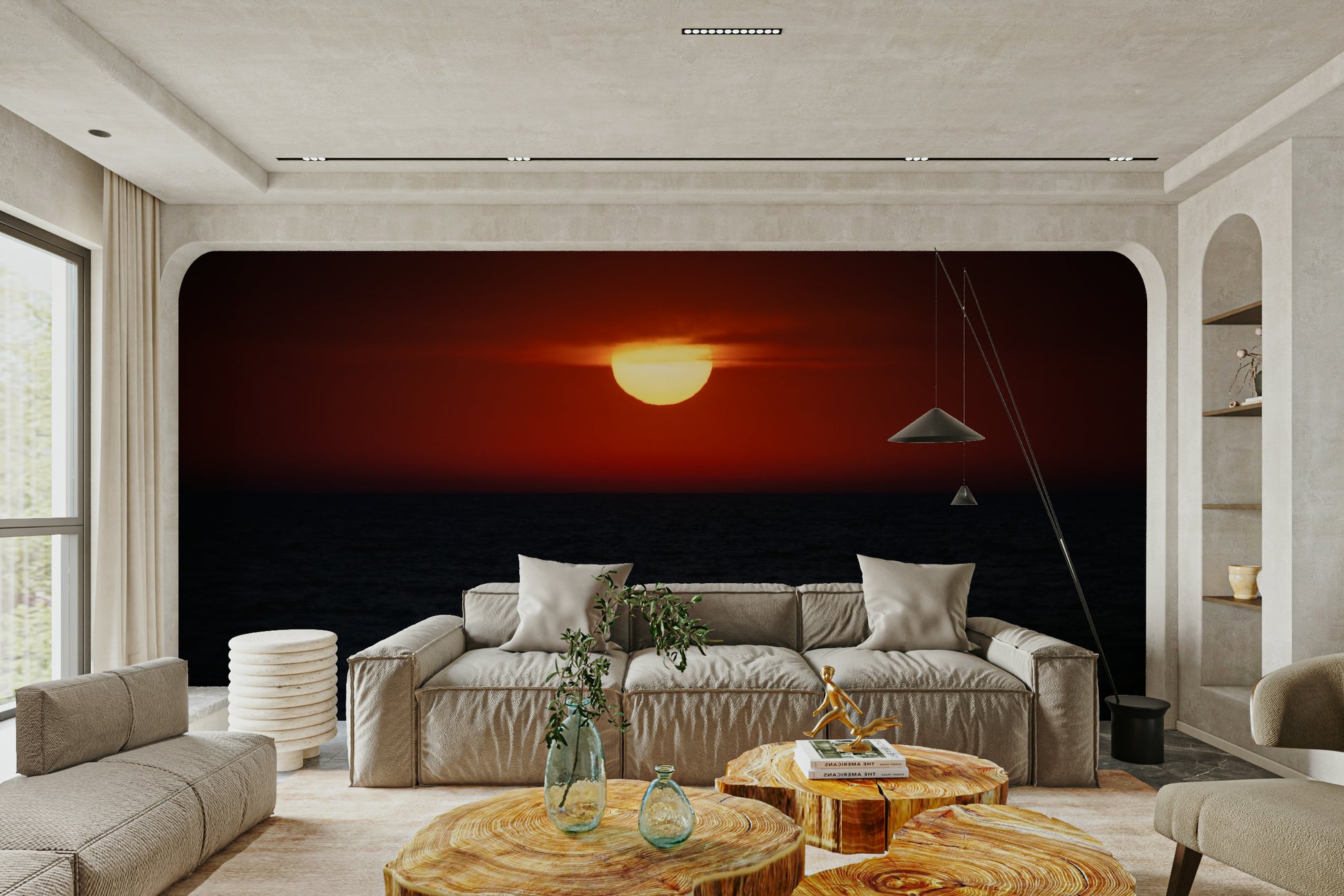 A peaceful abstract sunset wallpaper mural for any room.

