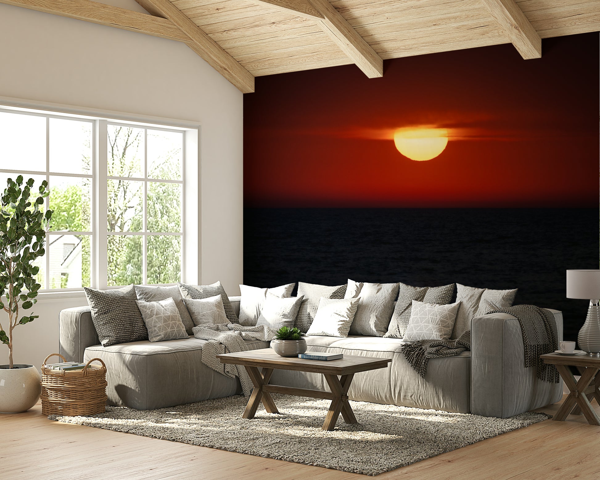 A striking horizon view wallpaper mural for a feature wall.

