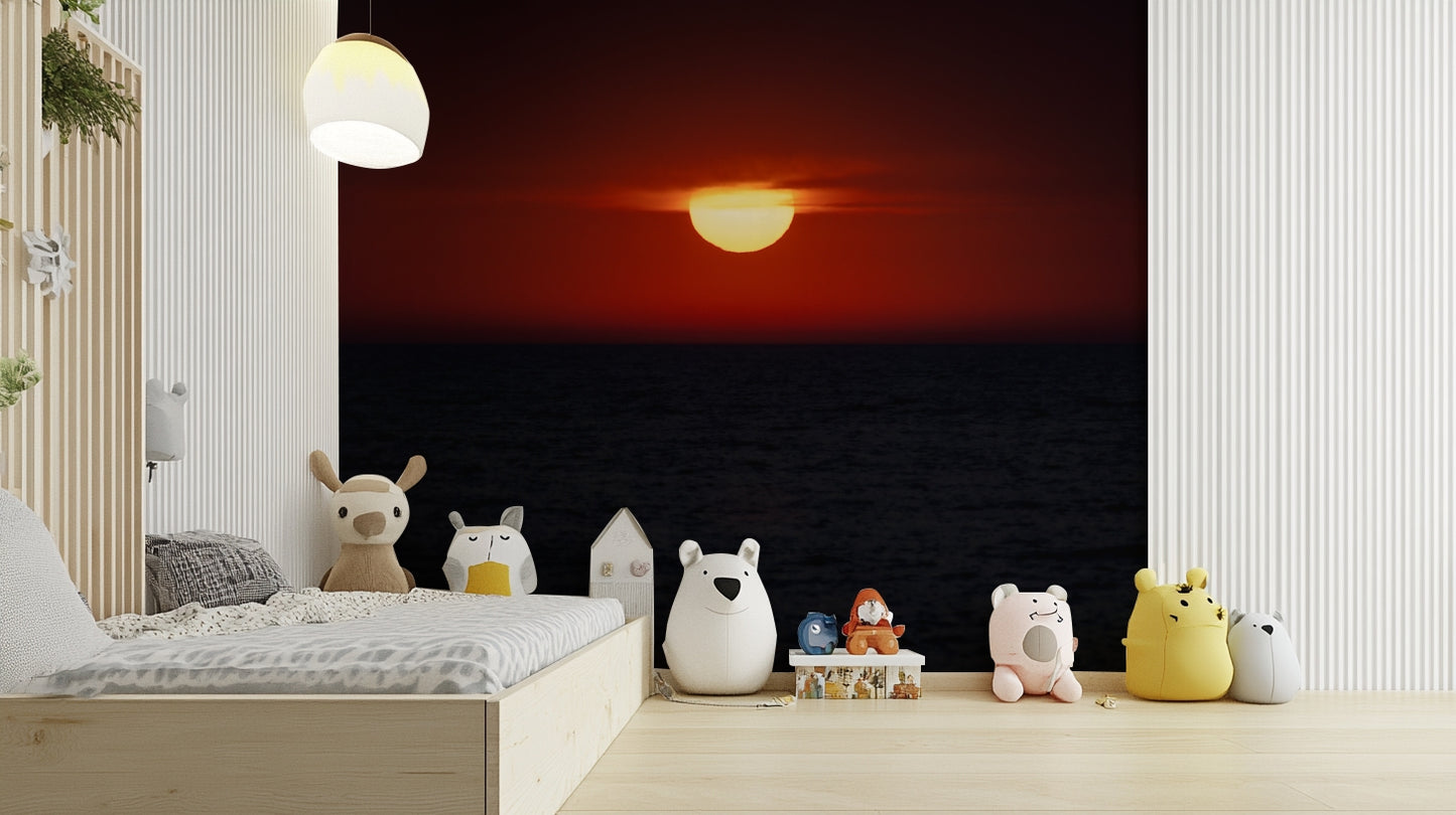 A serene red and orange sky wall mural for your decor.

