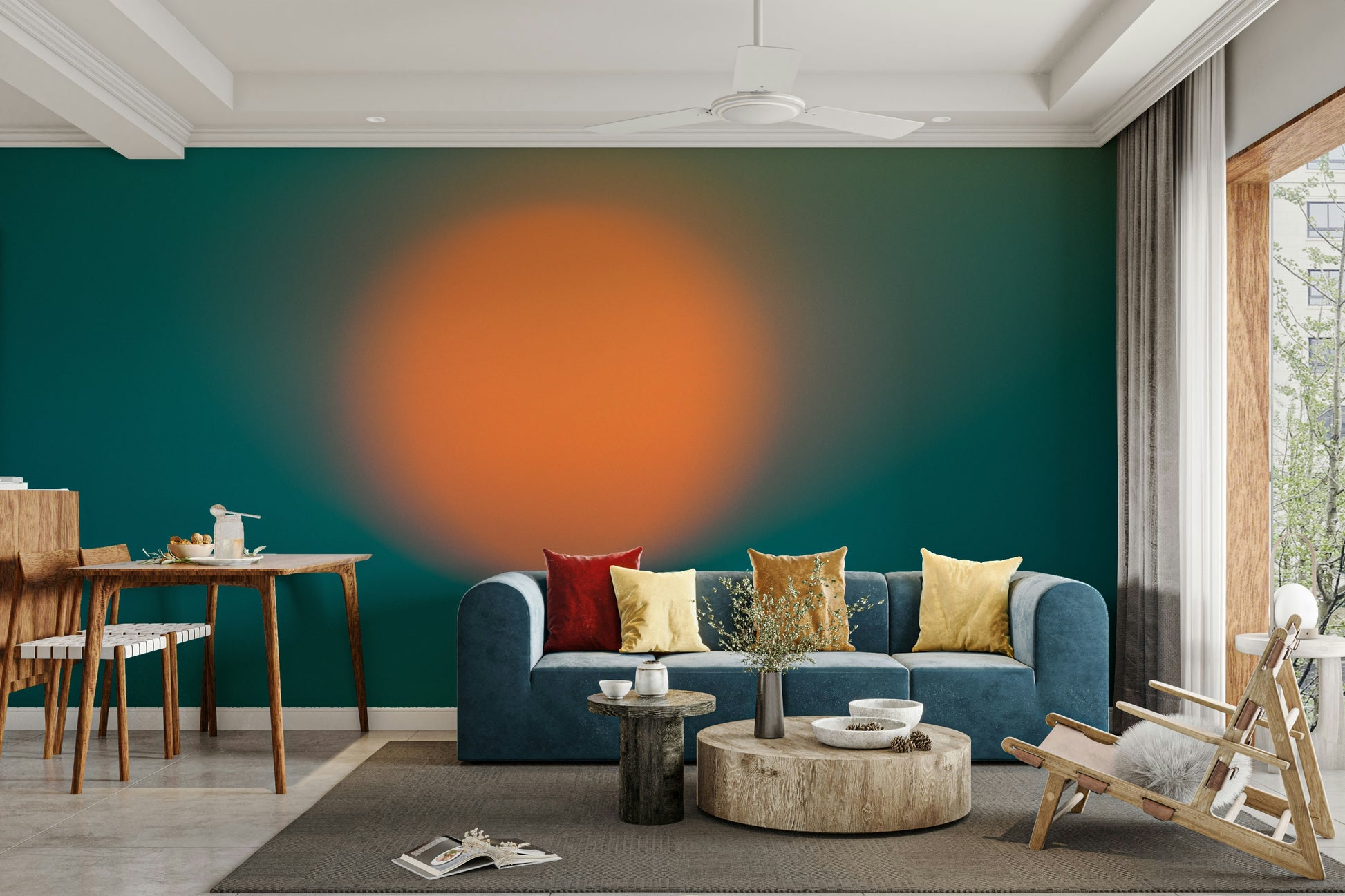 A beautiful modern art wall mural for a bedroom.

