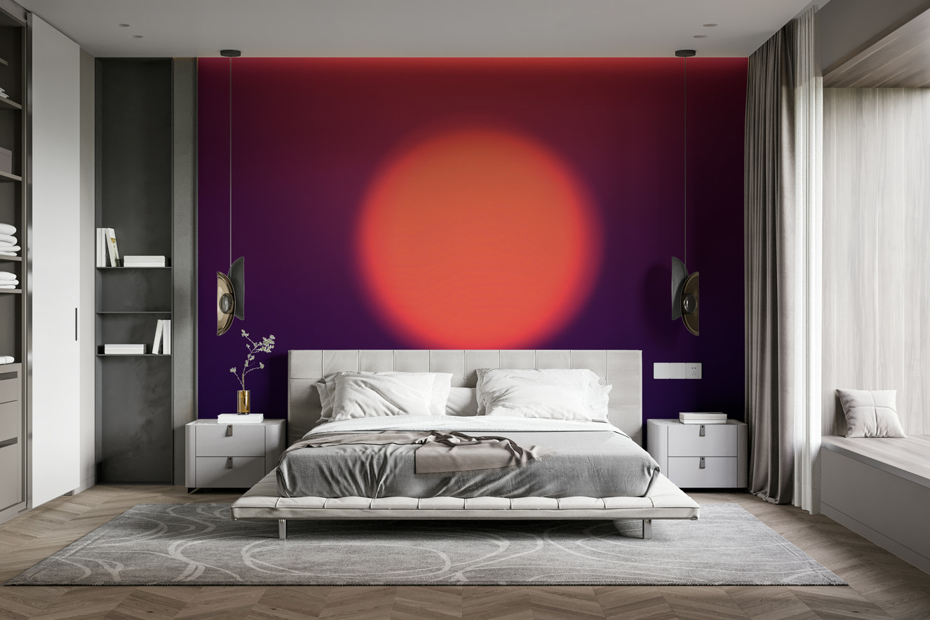 A beautiful abstract sunset wallpaper mural with soft colors.

