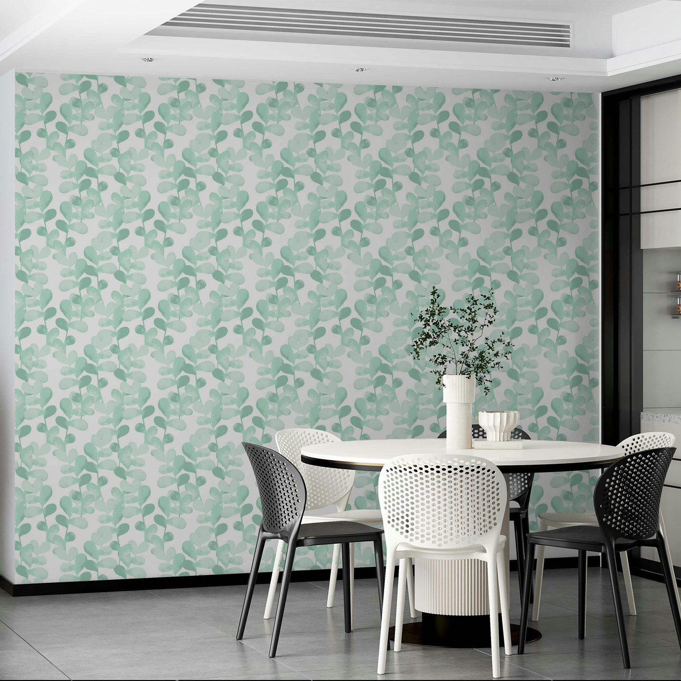 A beautiful serene eucalyptus wallpaper mural.

