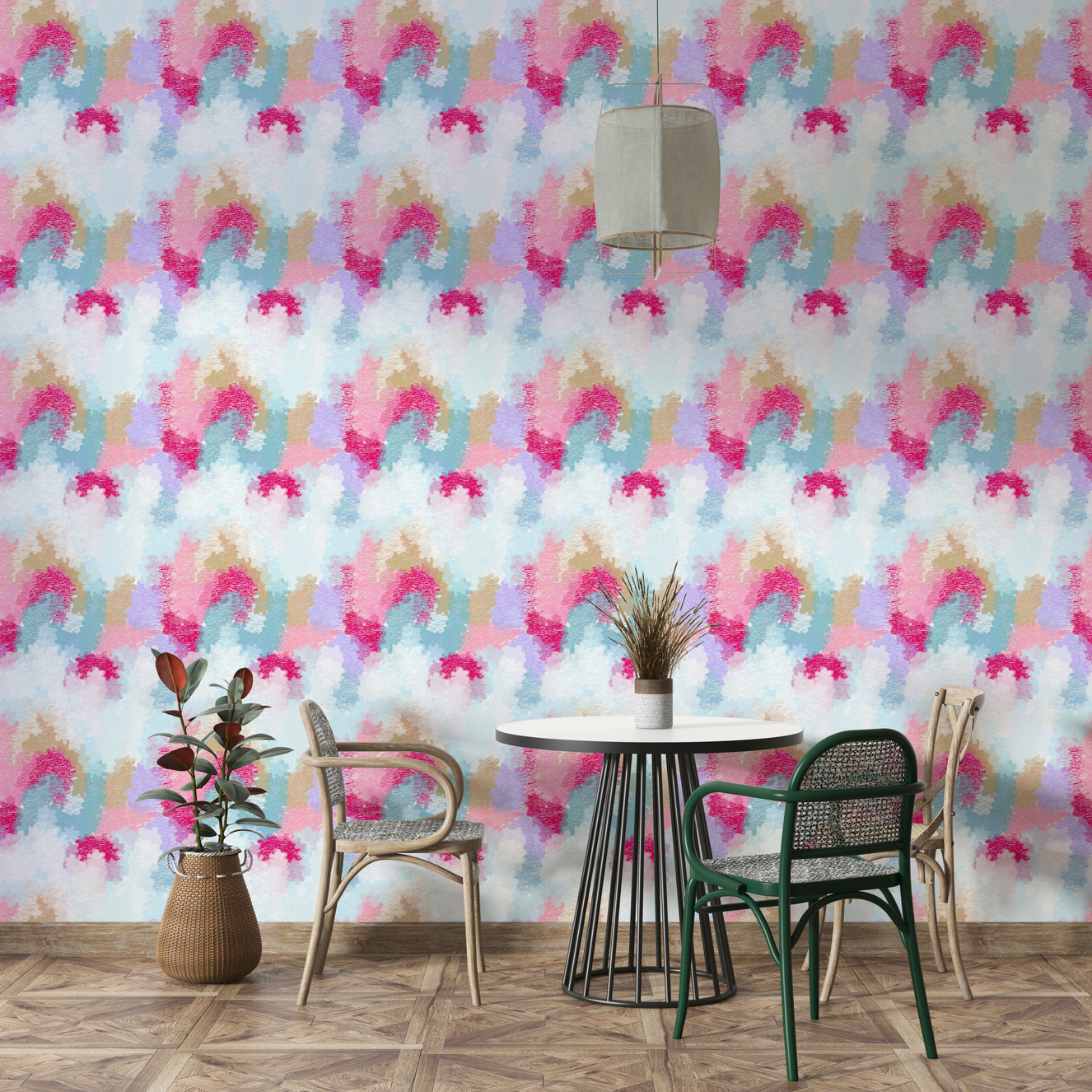 A beautiful, abstract art wallpaper mural.

