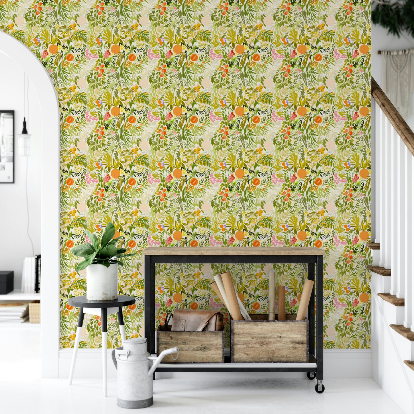 The wallpaper for walls being admired in a home.

