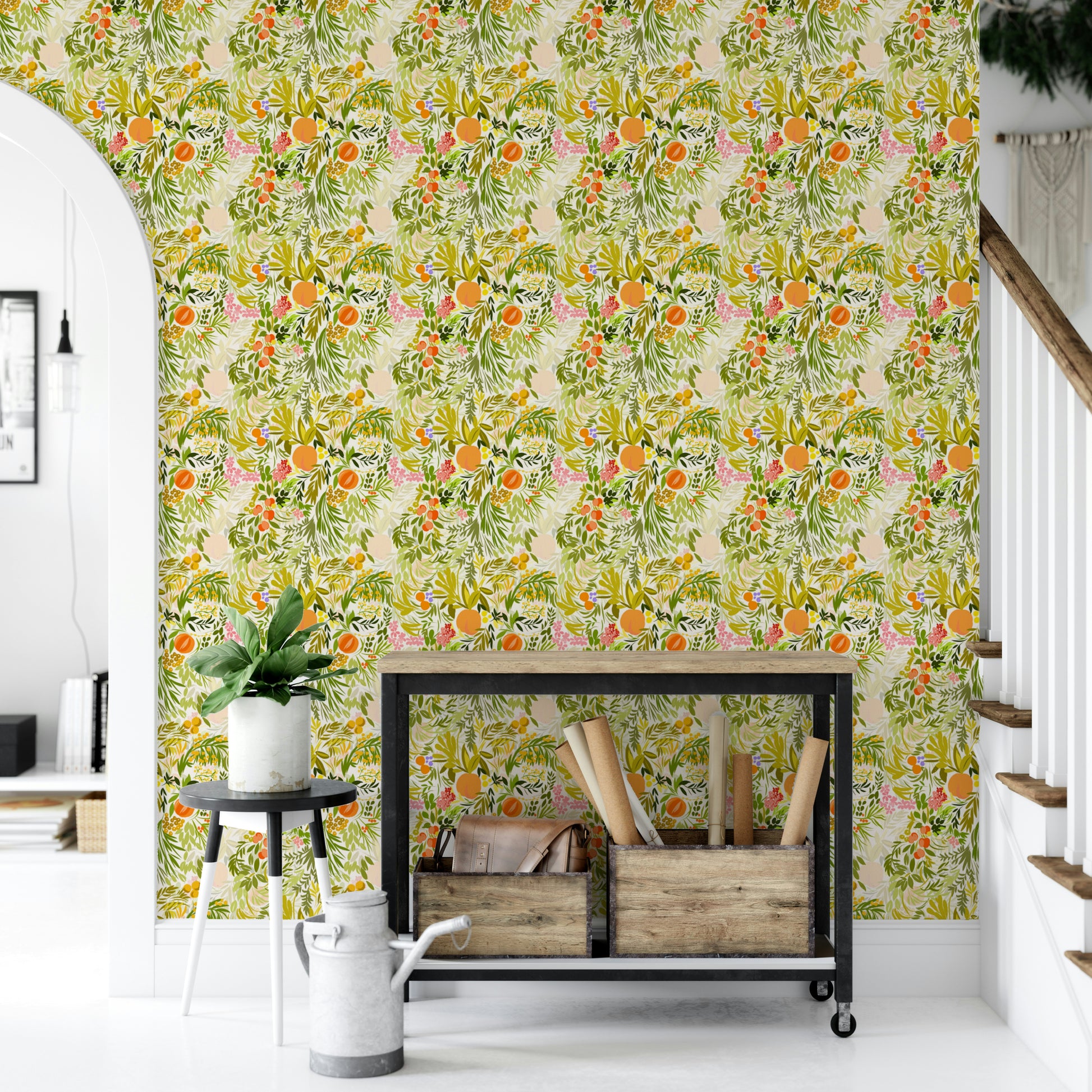 The wallpaper for walls being admired in a home.

