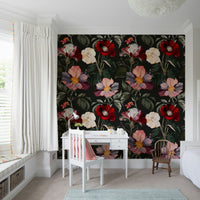 A beautiful opulent bloom wall mural for a living room.

