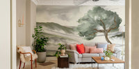 A contemplative foggy mountain wallpaper mural for a feature wall.

