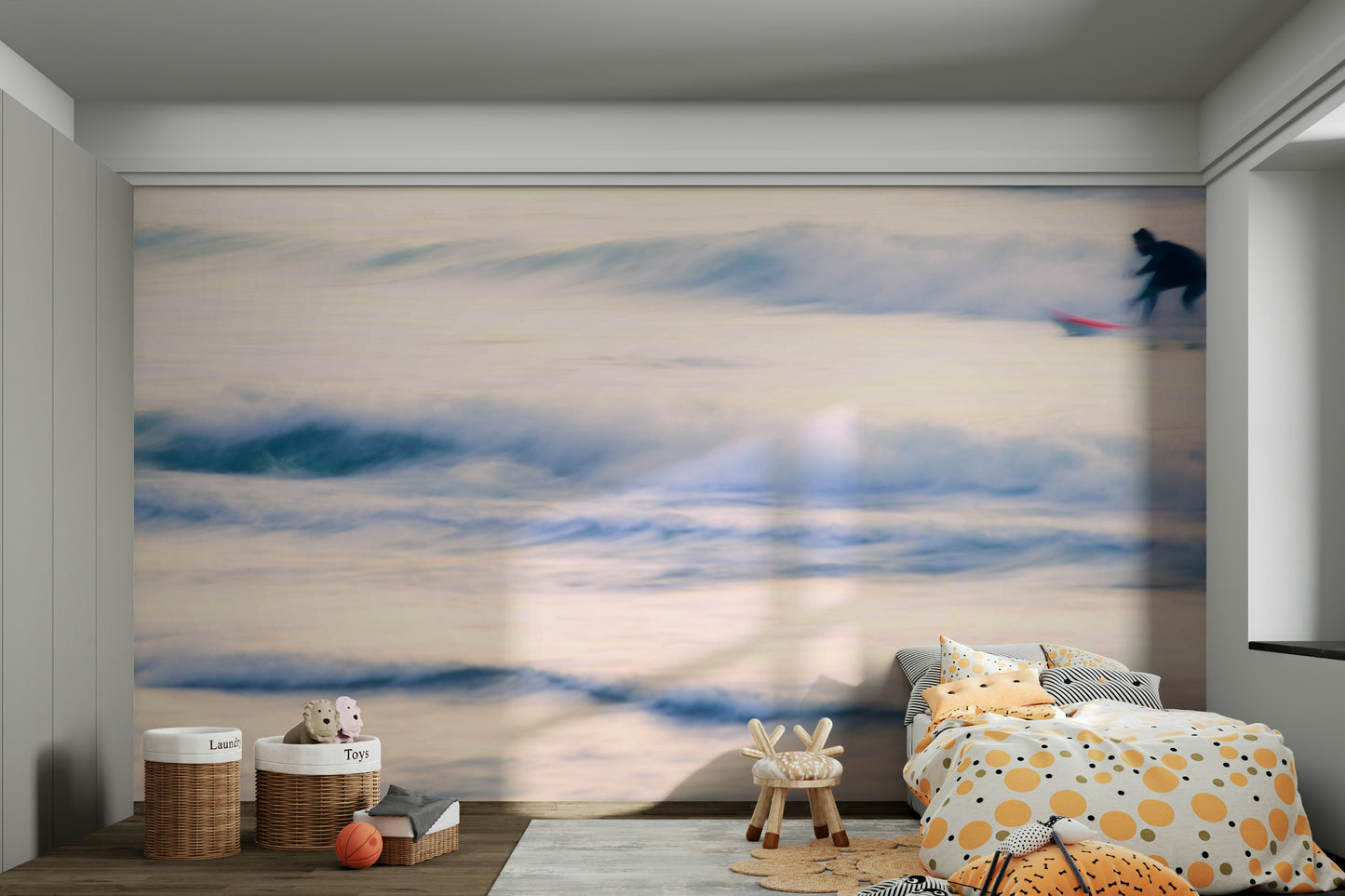 A serene ocean surf wall mural for your coastal decor.

