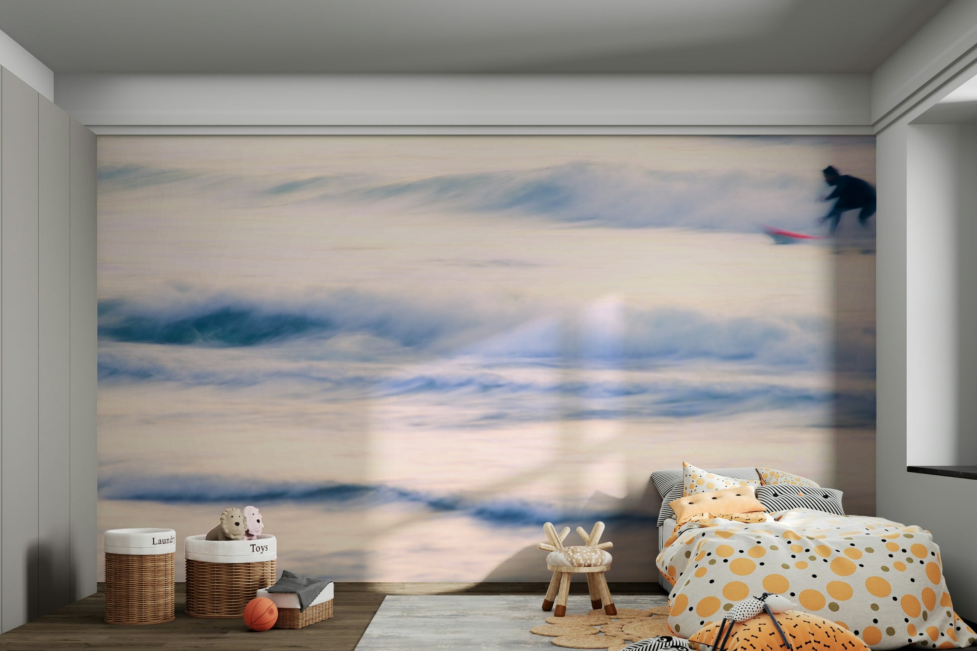 A serene ocean surf wall mural for your coastal decor.

