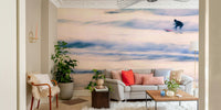 A beautiful wide-angle wall mural of the sea.

