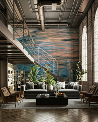 A graceful subtle pattern wall mural in cool, natural tones.

