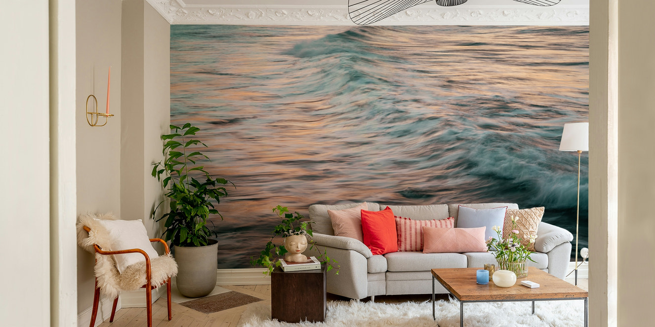 A beautiful abstract wave wallpaper mural for a modern home.

