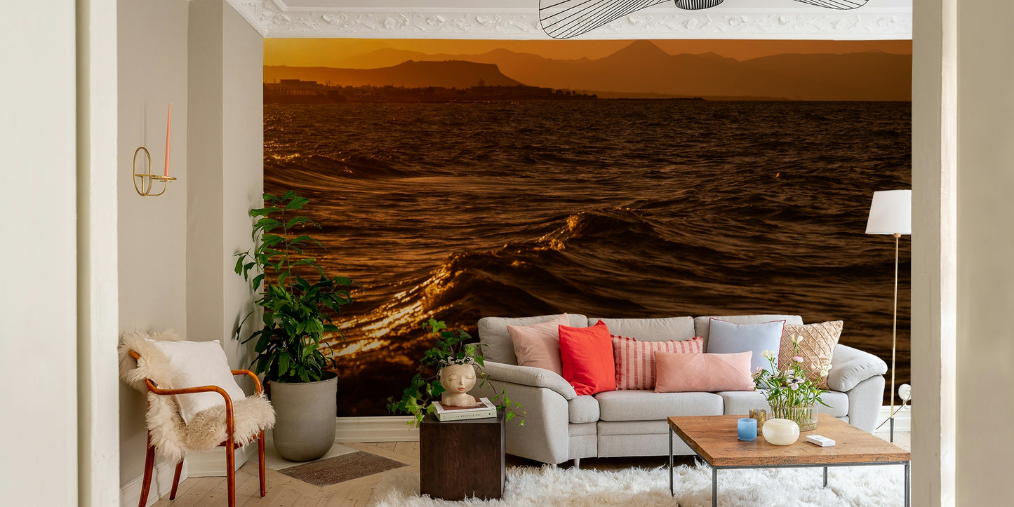 A calming seaside design wallpaper mural that defines a space.

