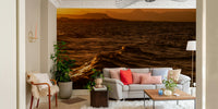 A calming seaside design wallpaper mural that defines a space.

