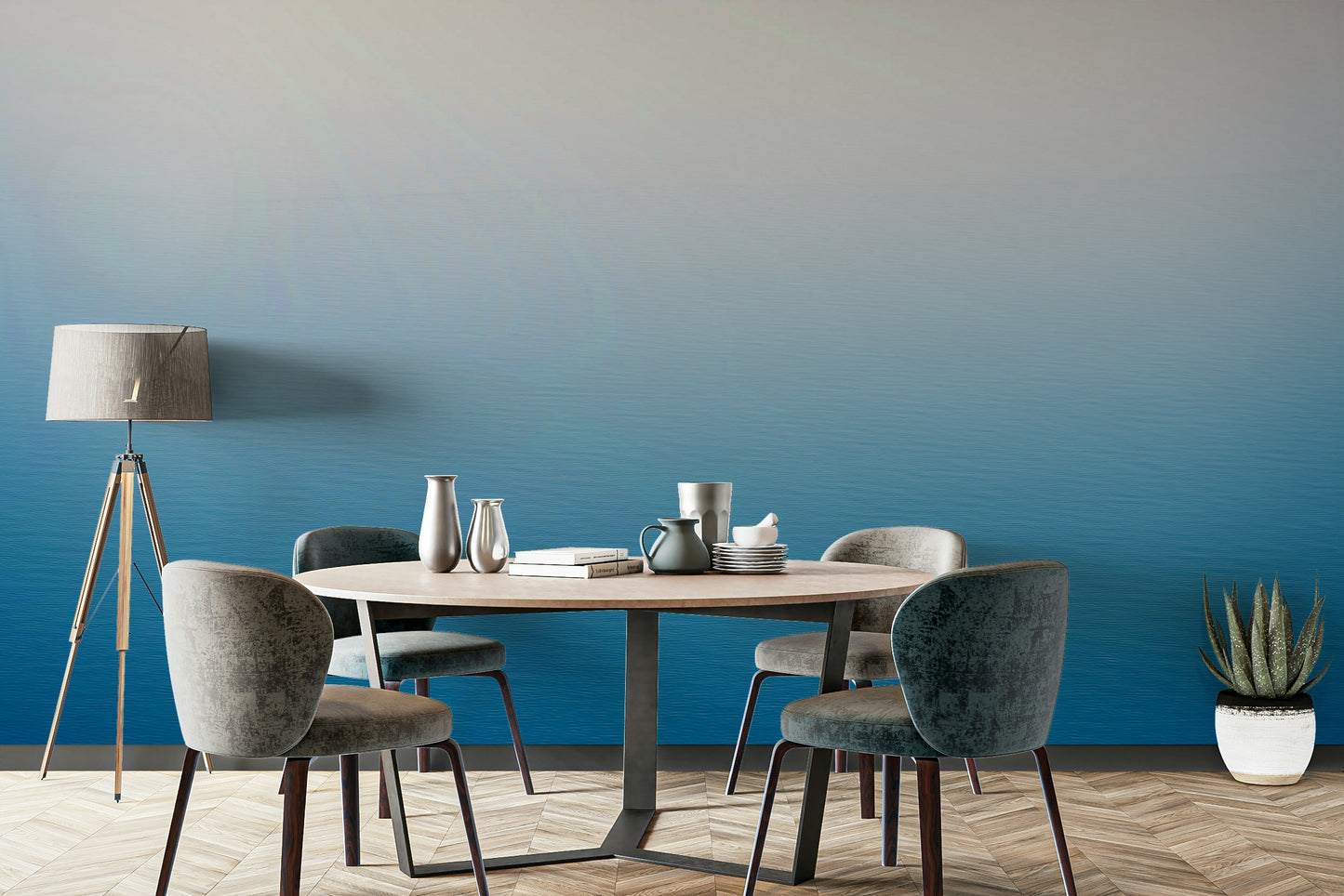 A graceful natural formation wall mural in cool, natural tones.



