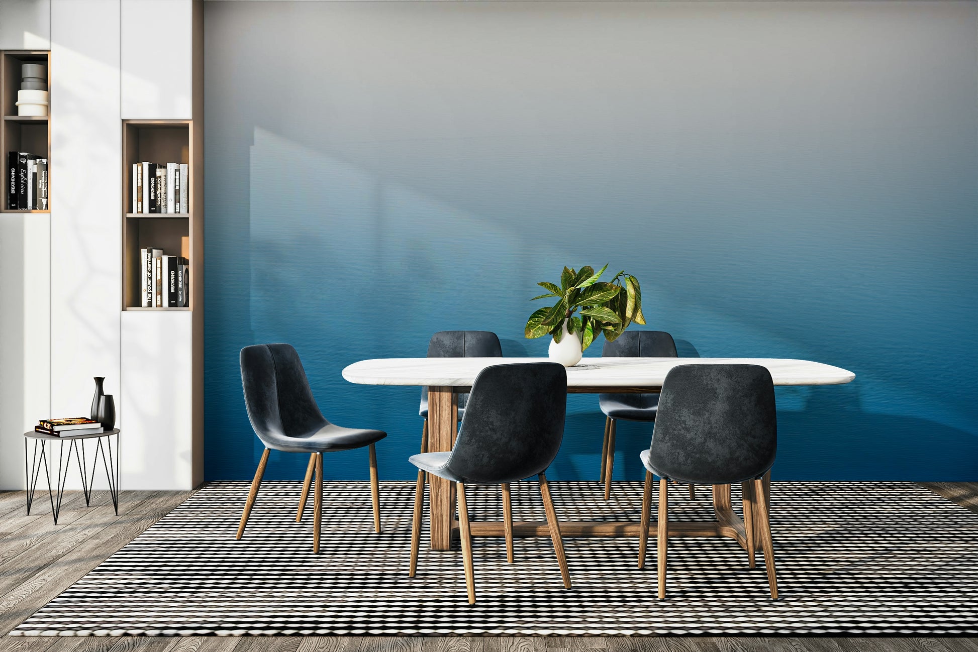 A calming serene coastline wallpaper mural that defines a space.



