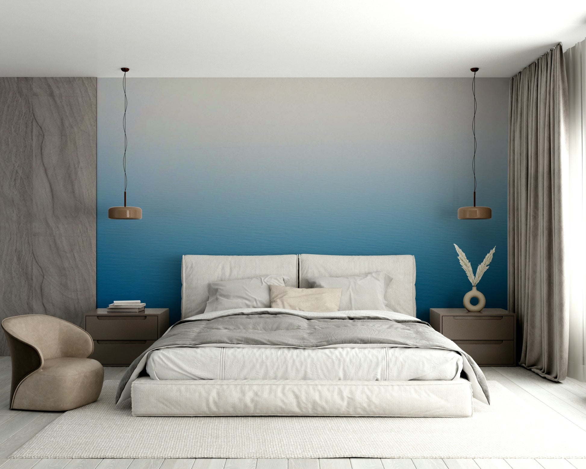 A beautiful Middle East wall mural for a living room.



