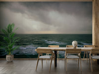 A calming light effect wallpaper mural that defines a space.

