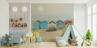 An artistic seaside escape mural for home decor.

