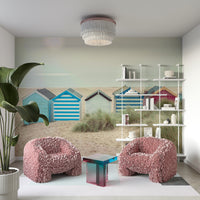 A serene coastal shed wall mural for nautical decor.

