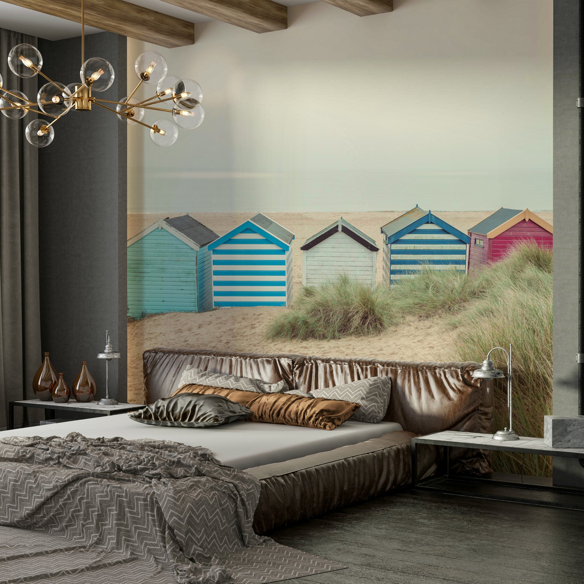 A contemplative beach hut wallpaper mural for a feature wall.

