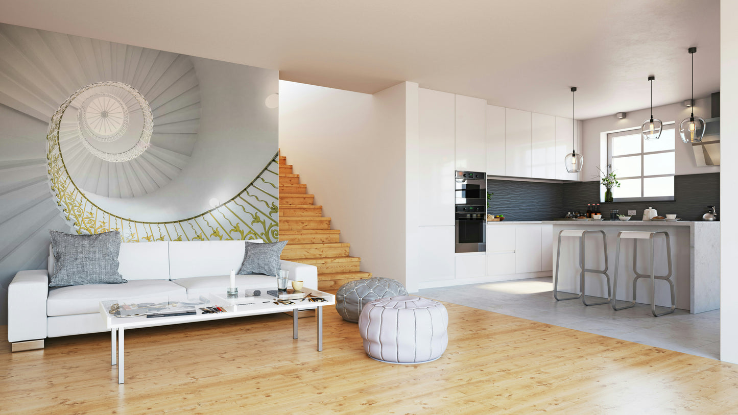 A graceful luxury design wall mural in bright tones.

