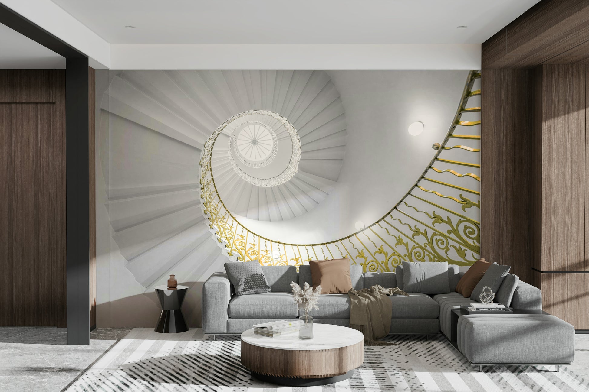 A beautiful modern interior wall mural for a living room.

