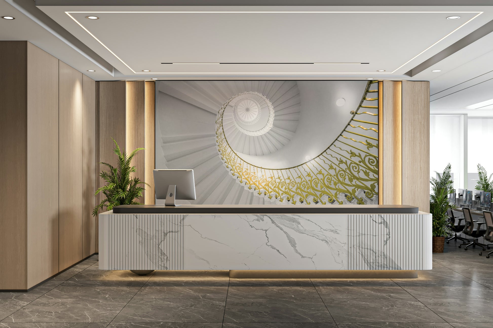 A serene architectural wall mural for your decor.

