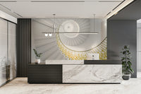 A calming modern abstract wallpaper mural that defines a space.

