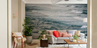 A beautiful wide-angle wall mural of the sea.

