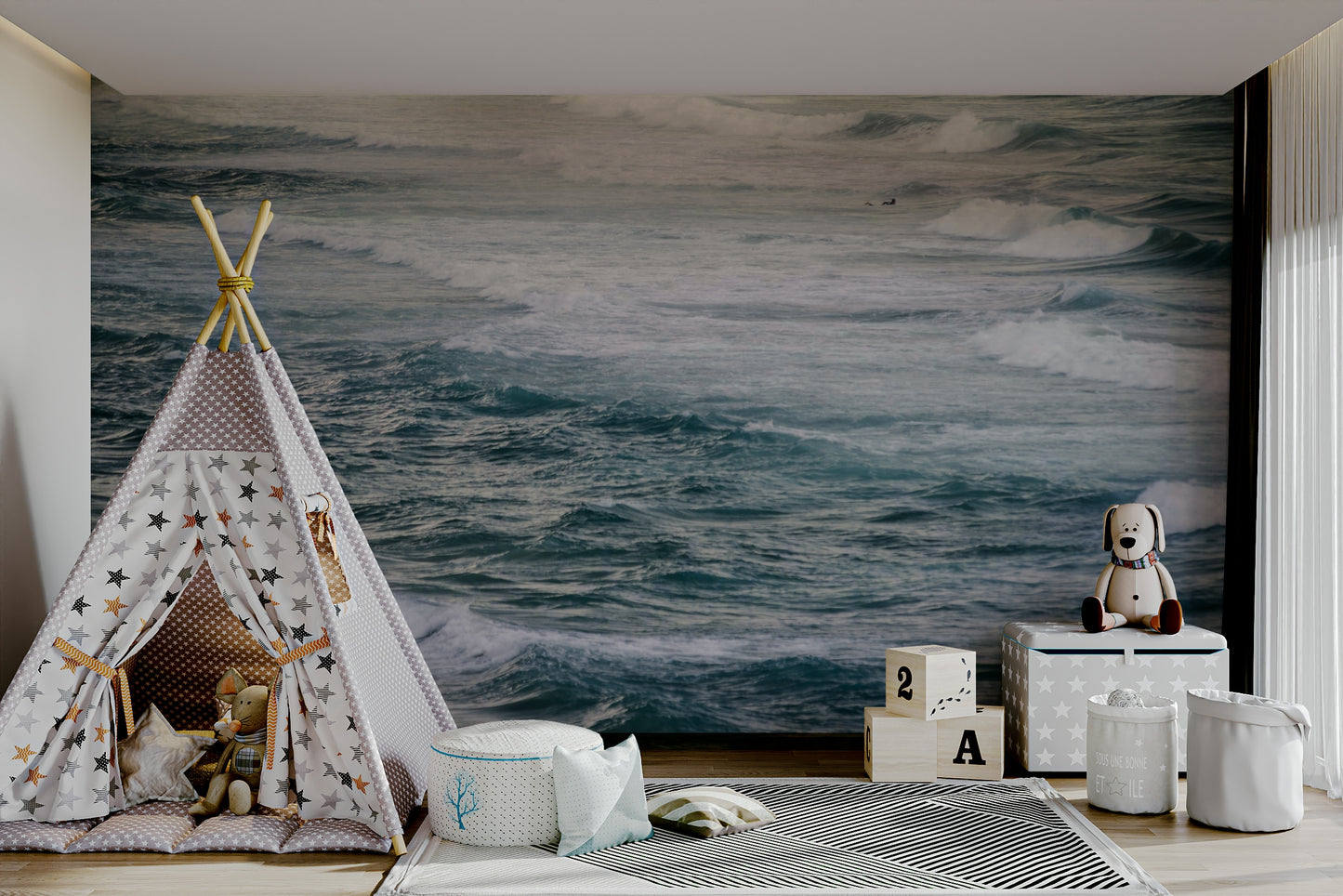 A classic ocean wallpaper for walls with a coastal theme.

