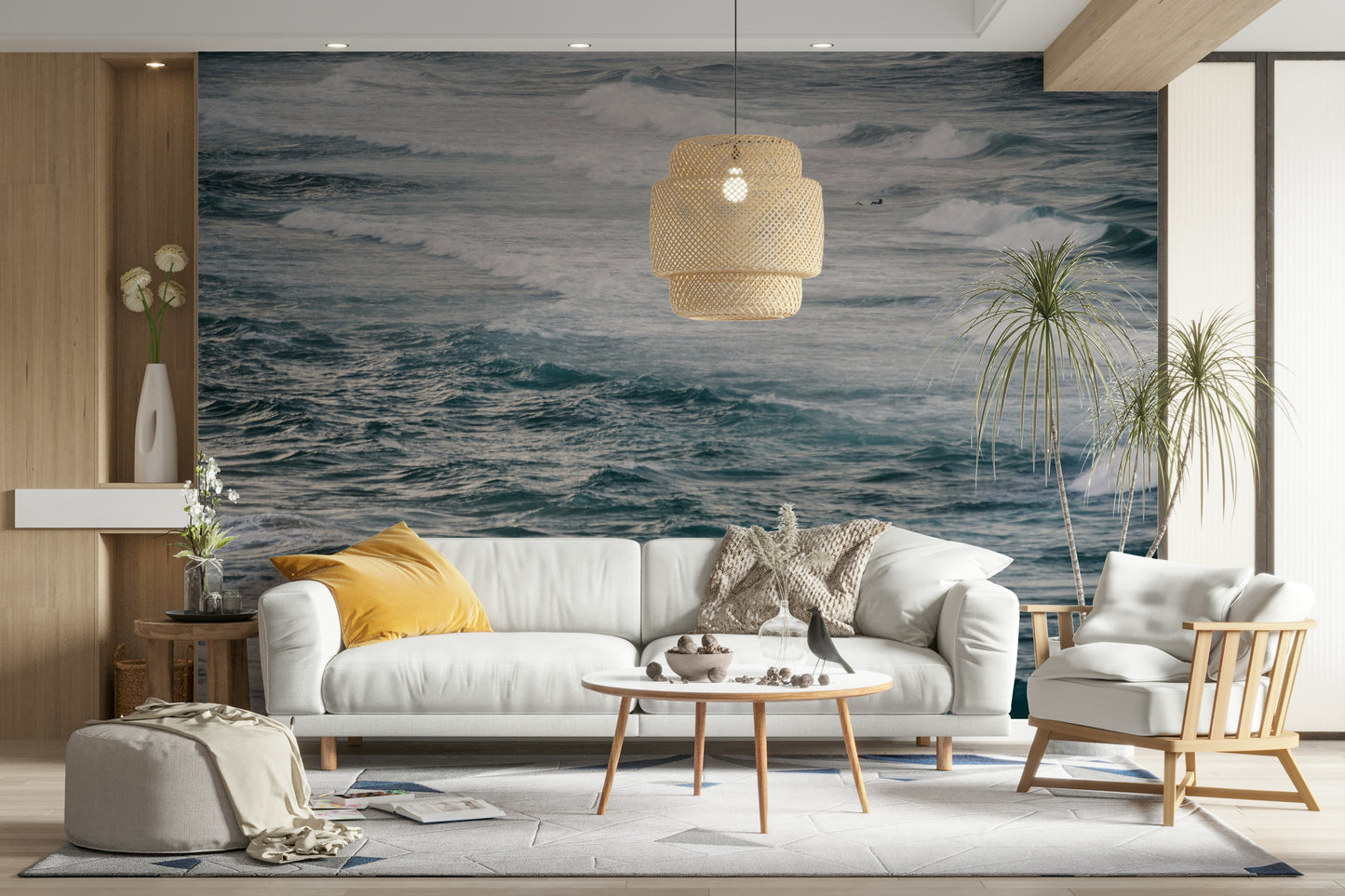 A contemplative rough sea wallpaper mural for a feature wall.

