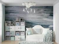 A calming ocean wave wallpaper mural that defines a space.

