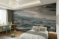 A calming water movement wallpaper mural that defines a space.

