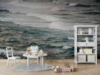 An artistic ocean escape mural for home decor.

