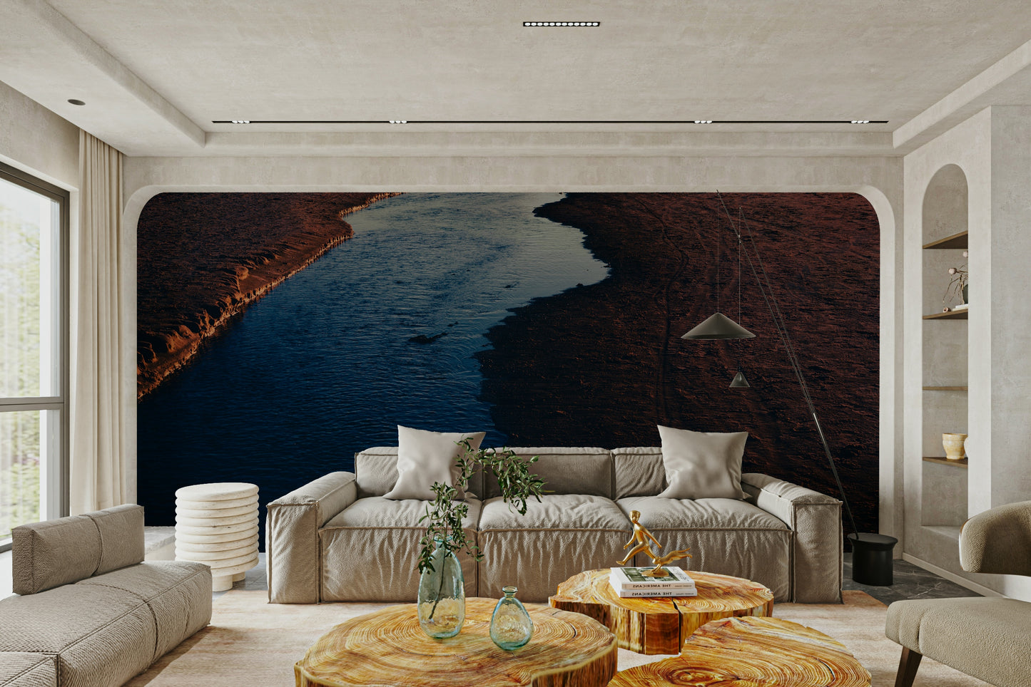 An artistic nature landscape mural for home decor.

