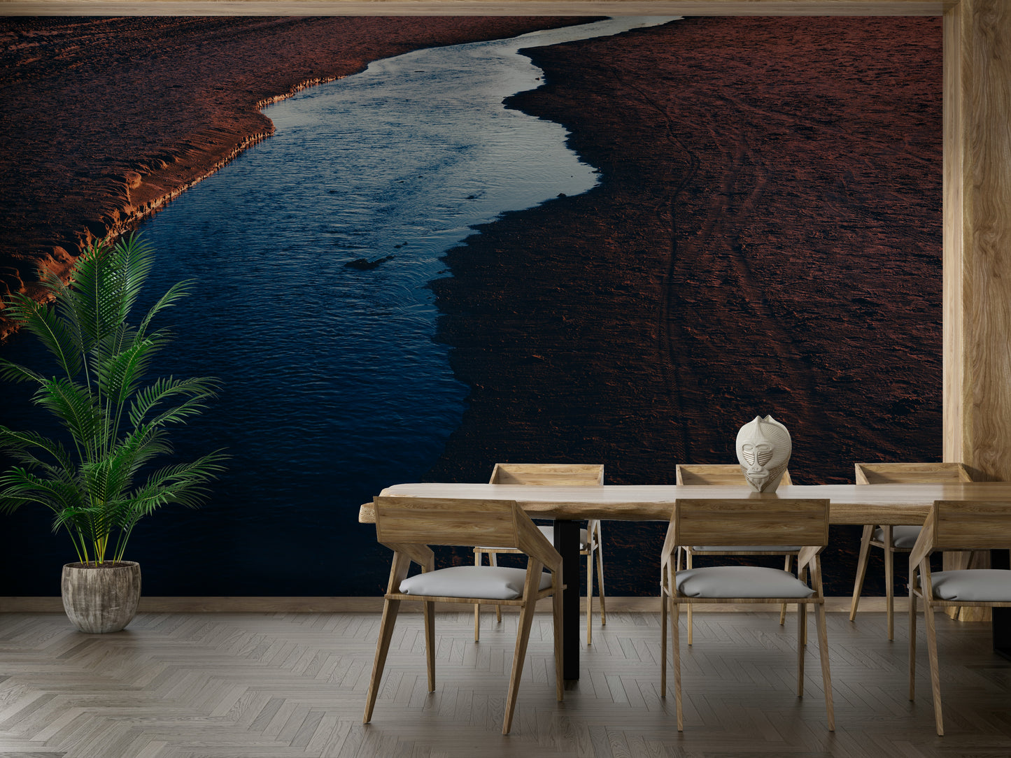 A beautiful mysterious river wall mural for a living room.

