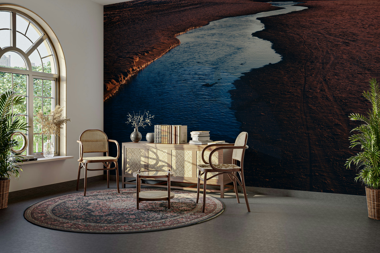 A beautiful dark river wallpaper mural for a modern home.

