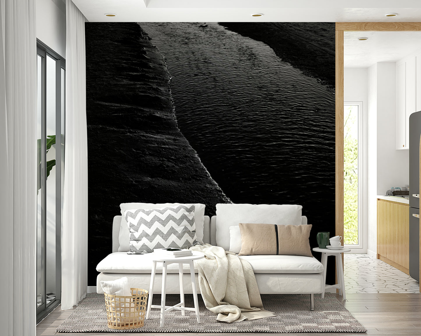 A classic natural wallpaper for walls with a river theme.

